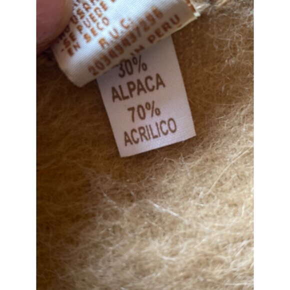 Alpaca Camargo Tan Camel Alpaca Blend Fringed Scarf Muffler One Size - Picture 6 of 7